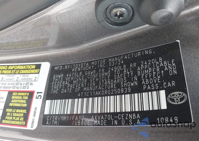 4T1C11AK0RU250839: 42925008