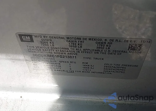 3GCUKREC1FG213871: 42925027