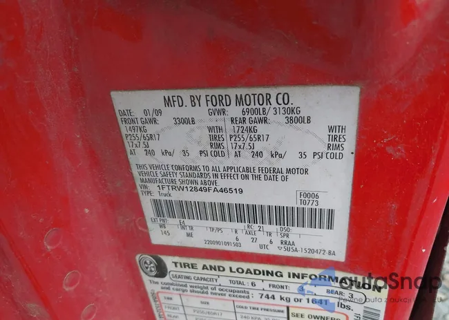 1FTRW12849FA46519: 42924374