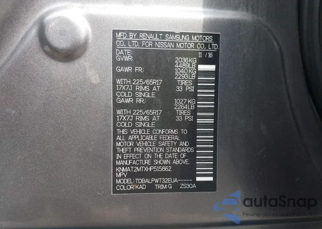 KNMAT2MTXHP515862: 42924478