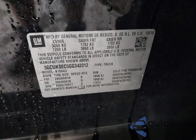 3GCUKSEC5GG342012: 42925725