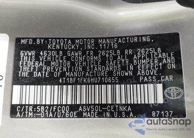 4T1BF1FK6HU710655: 42926051