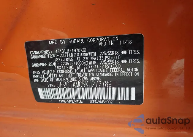 JF2GTAMC5KH272789: 42926111