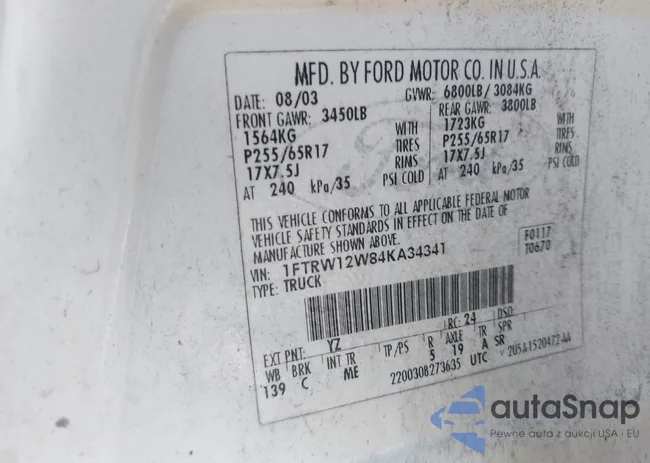 1FTRW12W84KA34341: 42926232