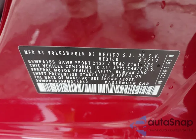 3VWDB7AJ3HM314940: 42925554