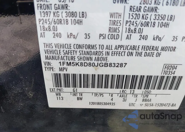 1FM5K8D80JGB83287: 42925577