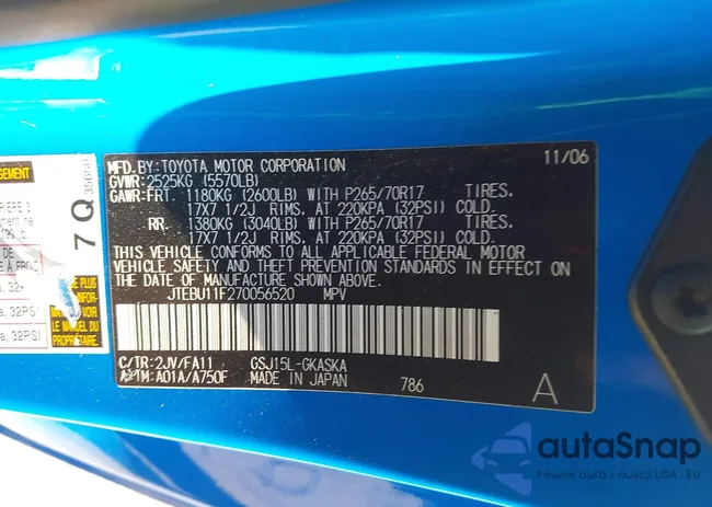 JTEBU11F270056520: 42926698