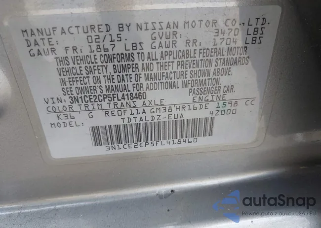 3N1CE2CP5FL418460: 42926805