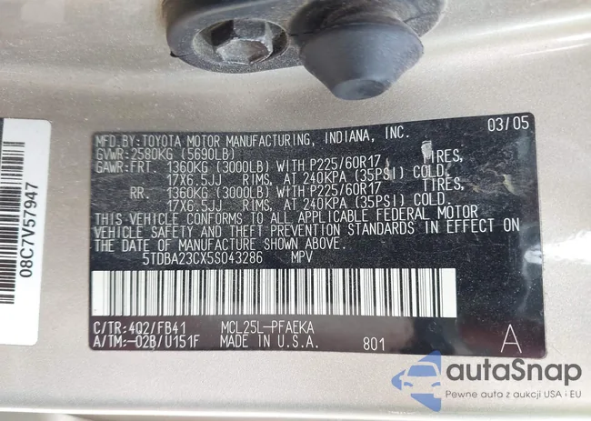 5TDBA23CX5S043286: 42926838