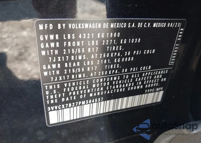 3VVCX7B27PM364537: 42926900