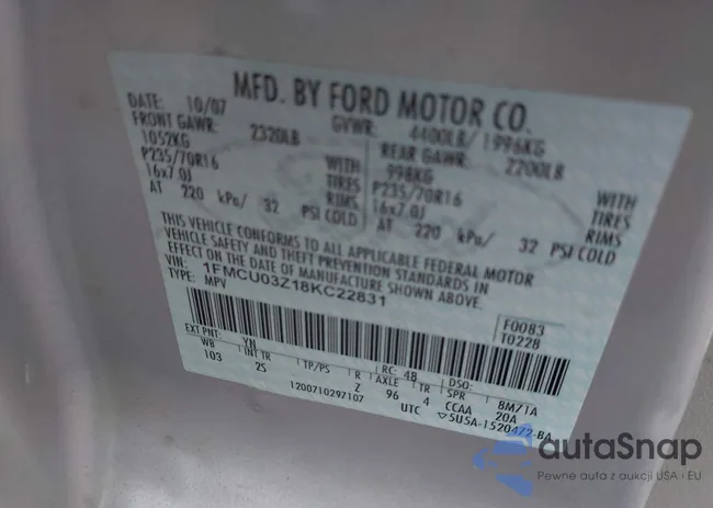 1FMCU03Z18KC22831: 42927009