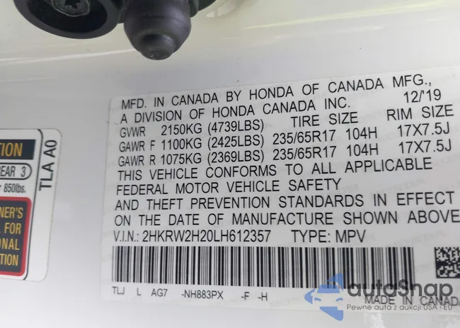 2HKRW2H20LH612357: 42927020