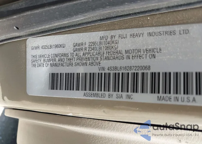 4S3BL616287220068: 42927225