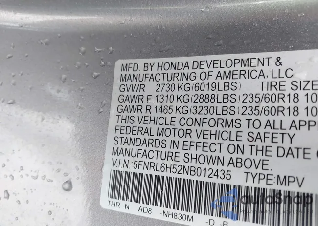 5FNRL6H52NB012435: 42926373