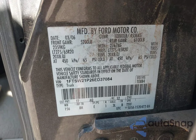 1FTSW21P26ED37084: 42926379