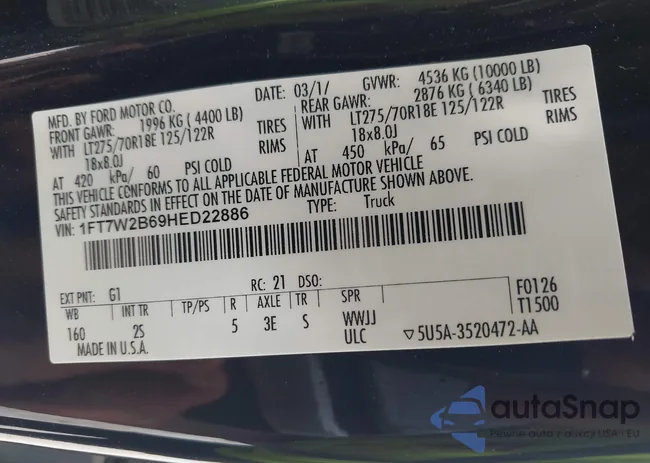 1FT7W2B69HED22886: 42926602