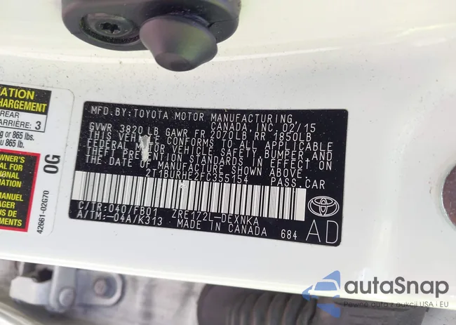 2T1BURHE2FC355154: 42927662