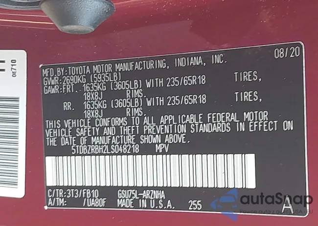 5TDBZRBH2LS048218: 42927767