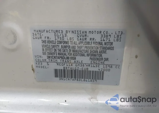 3N1CN7AP8DL861859: 42928065