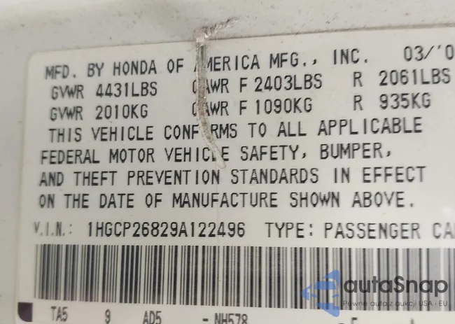 1HGCP26829A122496: 42927259