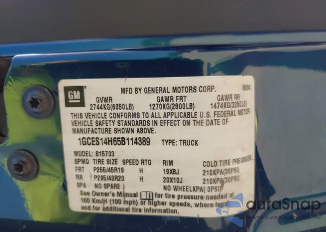 1GCES14H65B114389: 42927404