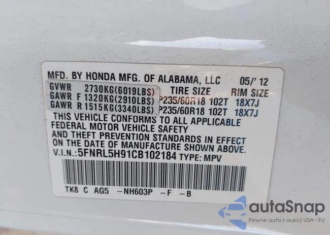 5FNRL5H91CB102184: 42927451