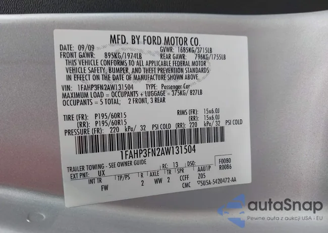 1FAHP3FN2AW131504: 42928765