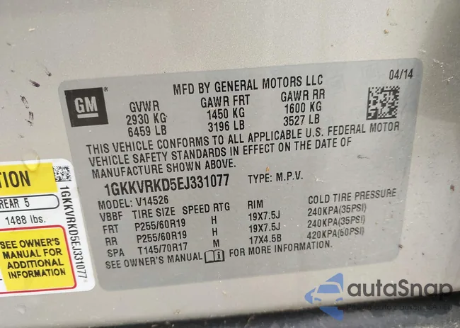 1GKKVRKD5EJ331077: 42929195