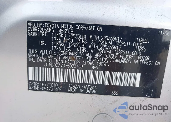 JTMBD33V075073159: 42928287