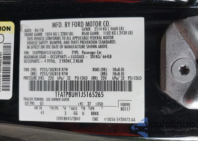 1FATP8UH1J5165265: 42928312