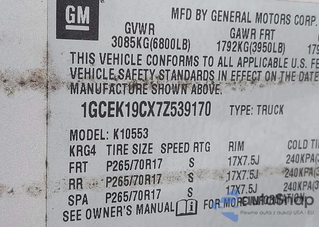 1GCEK19CX7Z539170: 42928323