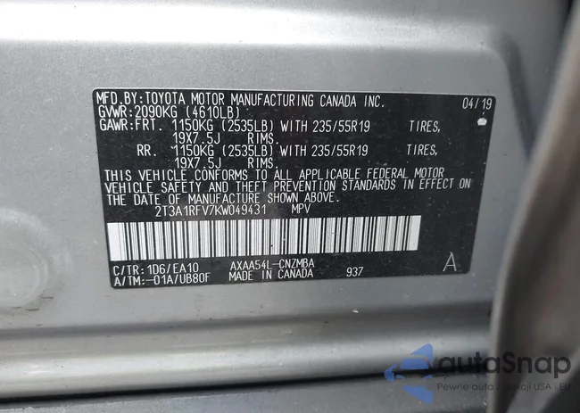 2T3A1RFV7KW049431: 42928554