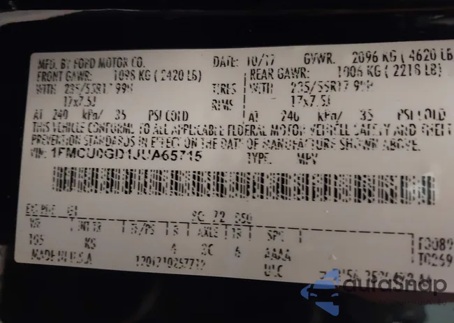 1FMCU0GD1JUA65715: 42929673