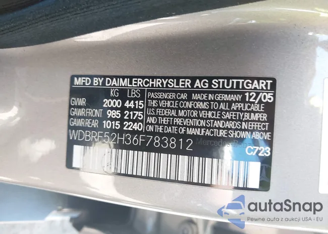 WDBRF52H36F783812: 42929852