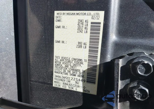 1N4AL2AP2CC225449: 42930010