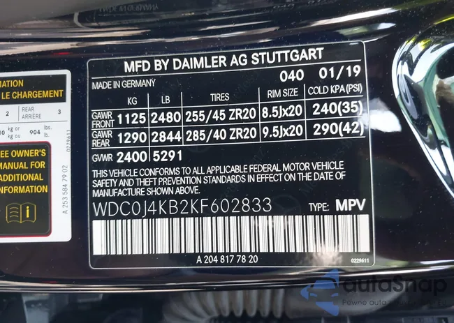 WDC0J4KB2KF602833: 42930047