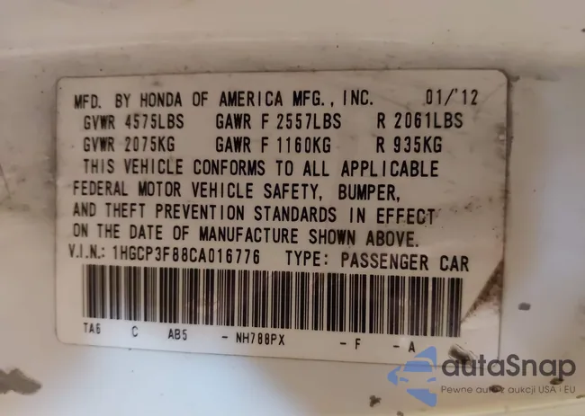 1HGCP3F88CA016776: 42930188