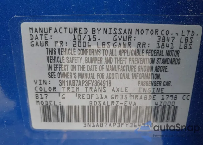 3N1AB7AP3FY364918: 42929446