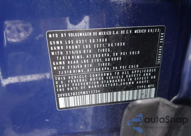 3VVSX7B22PM317704: 42929504