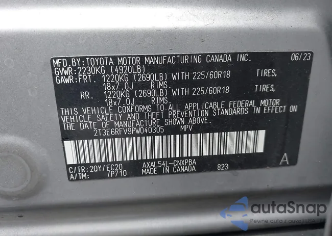 2T3E6RFV9PW040305: 42929519