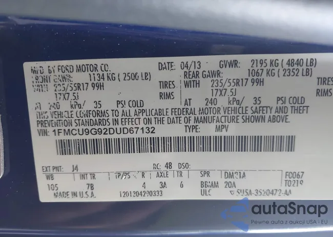 1FMCU9G92DUD67132: 42930891