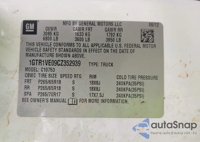 1GTR1VE09CZ352939: 42930892