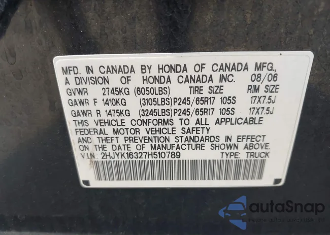 2HJYK16327H510789: 42930957