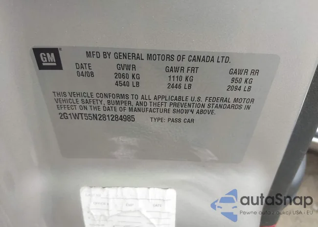 2G1WT55N281284985: 42930972