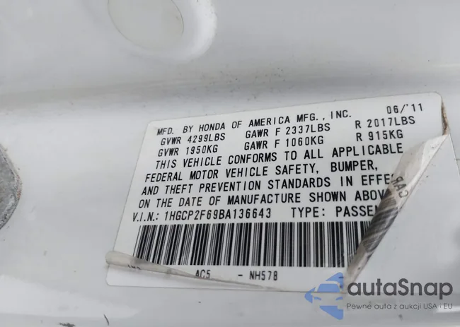 1HGCP2F69BA136643: 42931019