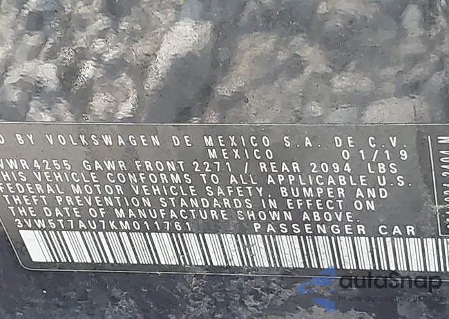 3VW5T7AU7KM011761: 42931105