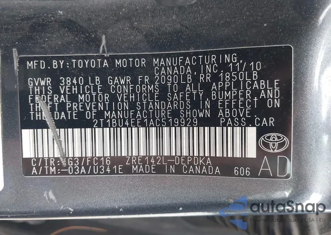 2T1BU4EE1AC519929: 42931201