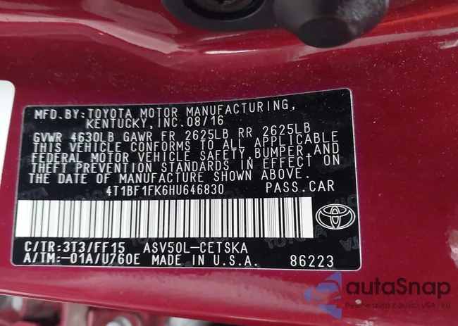 4T1BF1FK6HU646830: 42931238