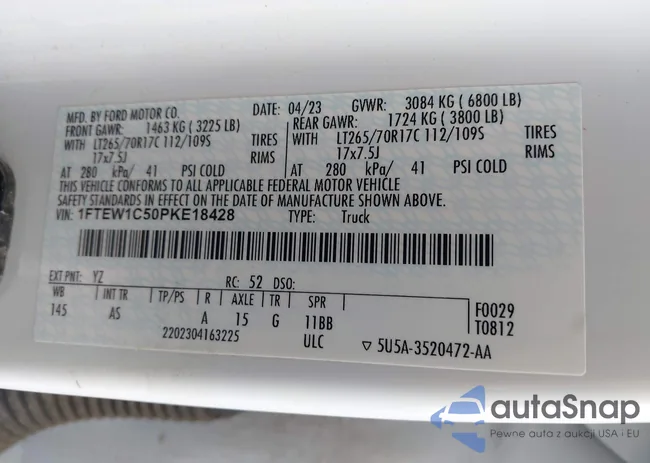 1FTEW1C50PKE18428: 42930352