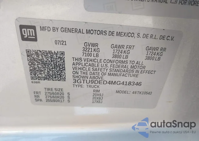 3GTU9DED4MG418346: 42930496